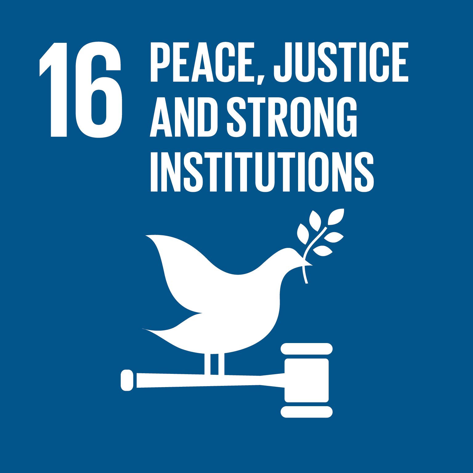 SDG 16 Peace, Justice and Strong Institutions icon representing intercultural dialogue and peaceful European cooperation within the Music Unites Us project connecting students
